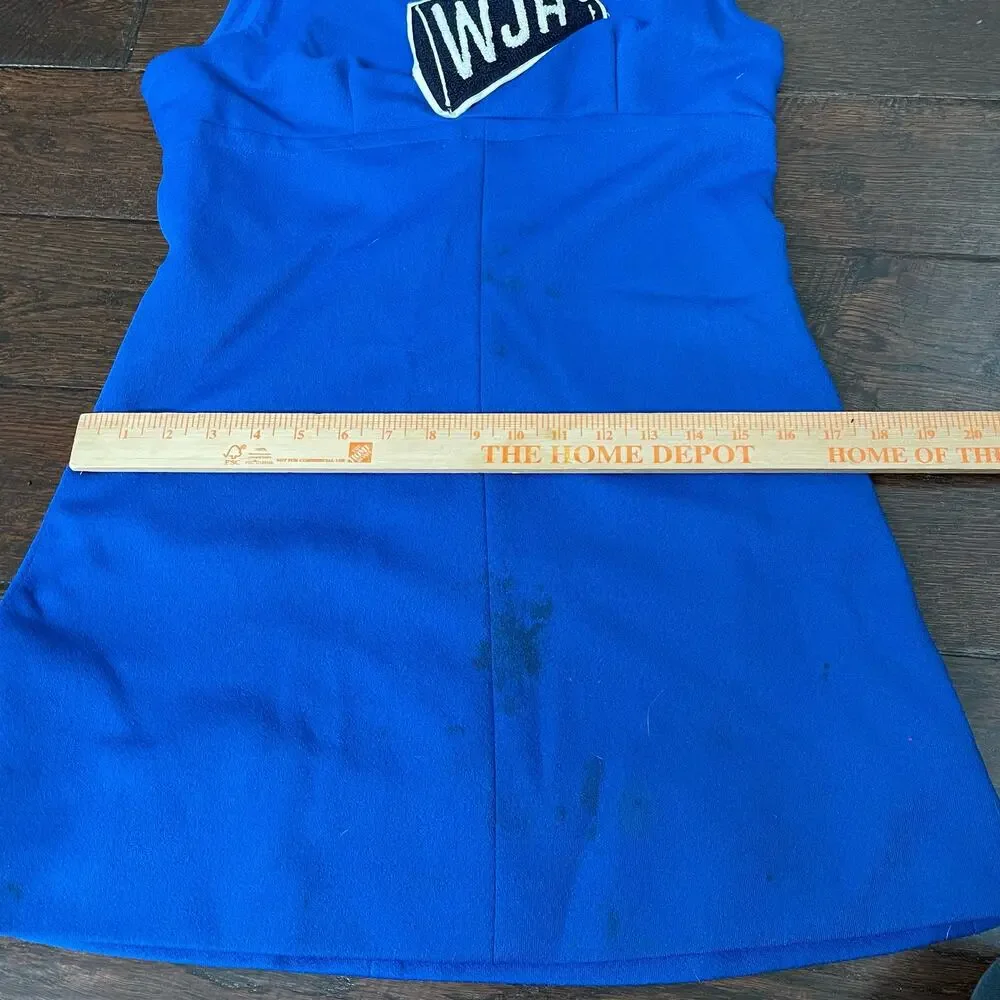 Vintage Cheerleader Uniform Chenille Megaphone Patch Blue Handmade READ DSCRPT